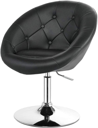 Vanity Chair, Swivel Bar Stools with Chrome Frame & Tufted Round-Back, Height Adjustable Makeup Chair Modern Accent Chair for Makeup Room, Living Room, Bedroom, Black