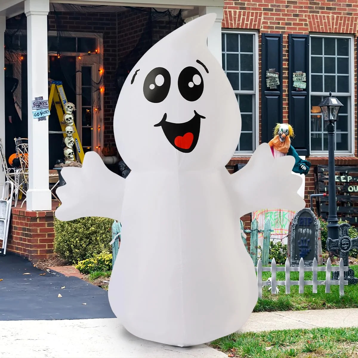 Halloween Inflatable 5 FT Halloween Ghost Inflatable with Built-In Leds, Cute Halloween Inflatable Ghost Blow up Ghost Inflatable, Outdoor Halloween Decorations for Halloween Holiday Party