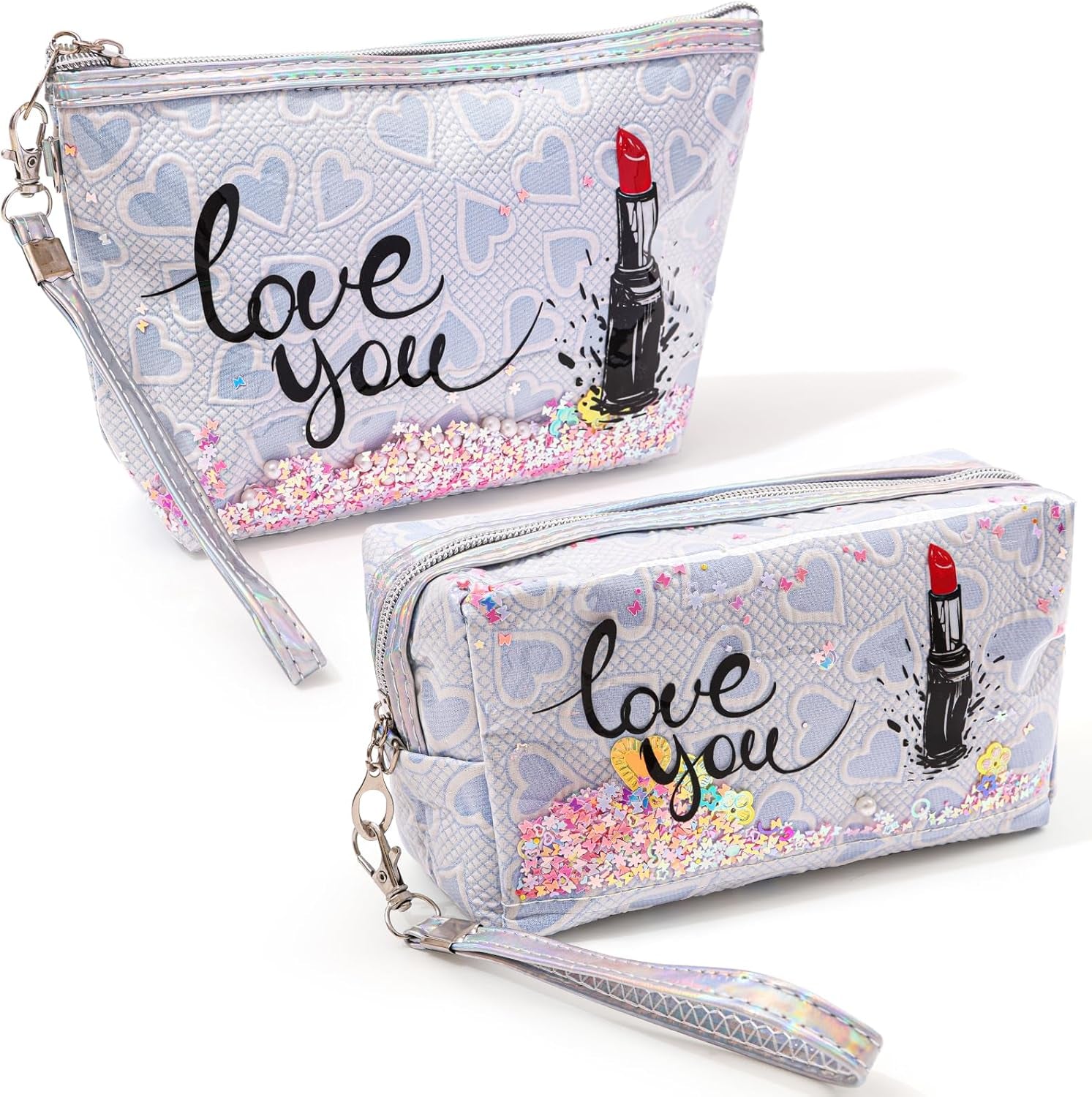 Heart & Love Cosmetic Bag for Women & Girls | Gift-Ready Waterproof PU Leather Makeup Organizer | Travel-Friendly Compact & Large Sizes (7” & 9”)