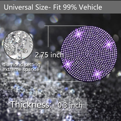 2Pcs Bling Car Cup Holder, Coaster, 2.75 Inch Anti-Slip Shockproof Universal Car Coasters Insert Bling Crystal Rhinestone Automotive Interior Accessories for Women (2 Pcs, Purple Violet)