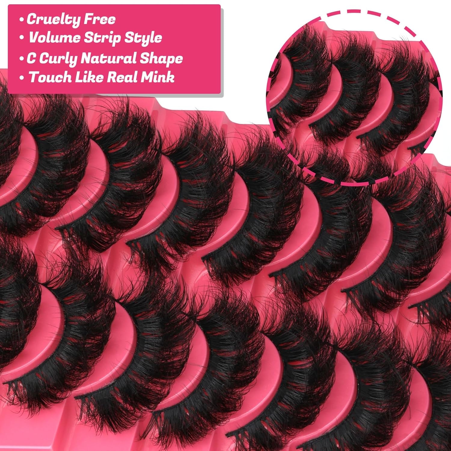 Eyelashes Mink Lashes Dramatic Full Volume False Eyelashes 6D Faux Mink Eye Lash 18Mm Long Lashes Pack 8 Pairs by