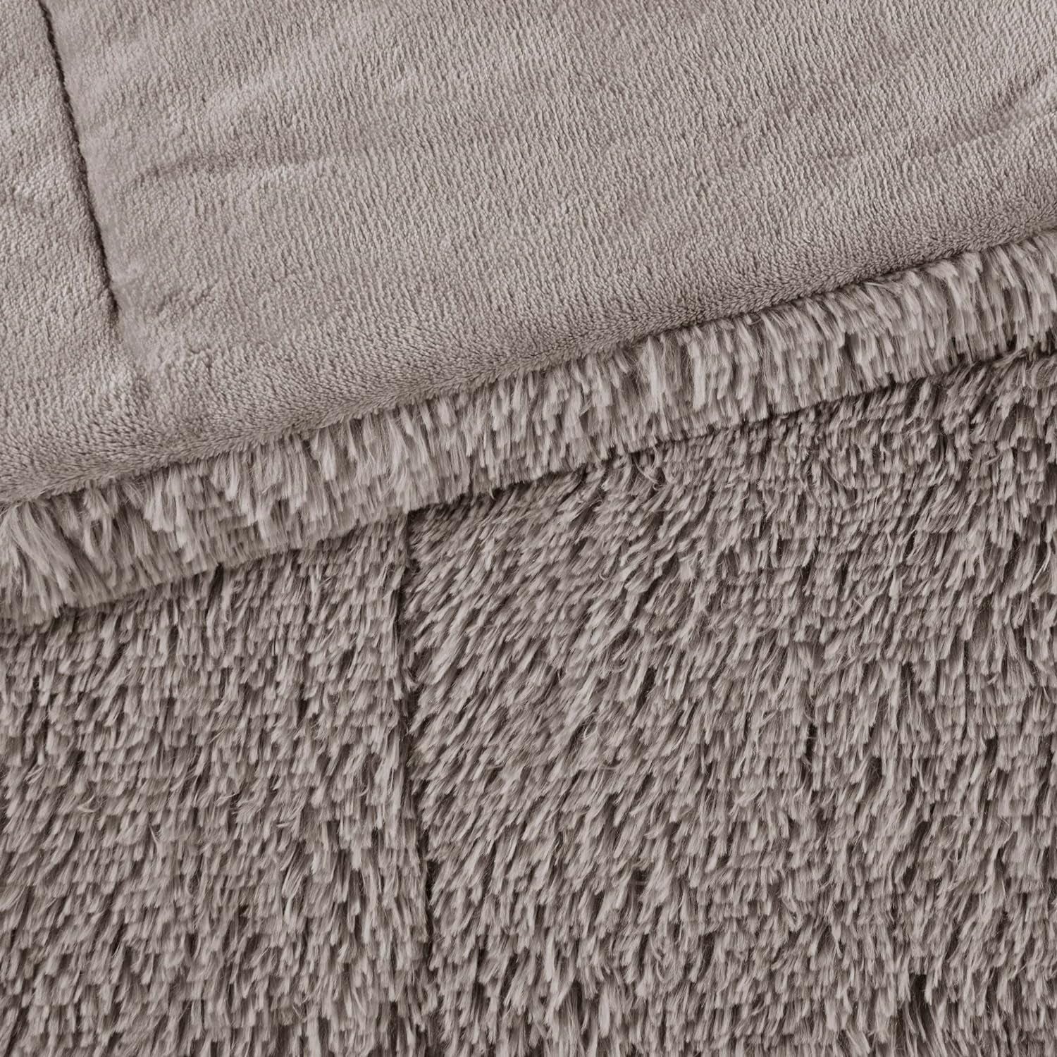 Soft Shaggy Comforter Set, Long Faux Fur Cozy down Alternative, Modern Casual Ultra Soft All Season Fluffy Bedding with Matching Sham, King/Cal King, Grey 3 Piece