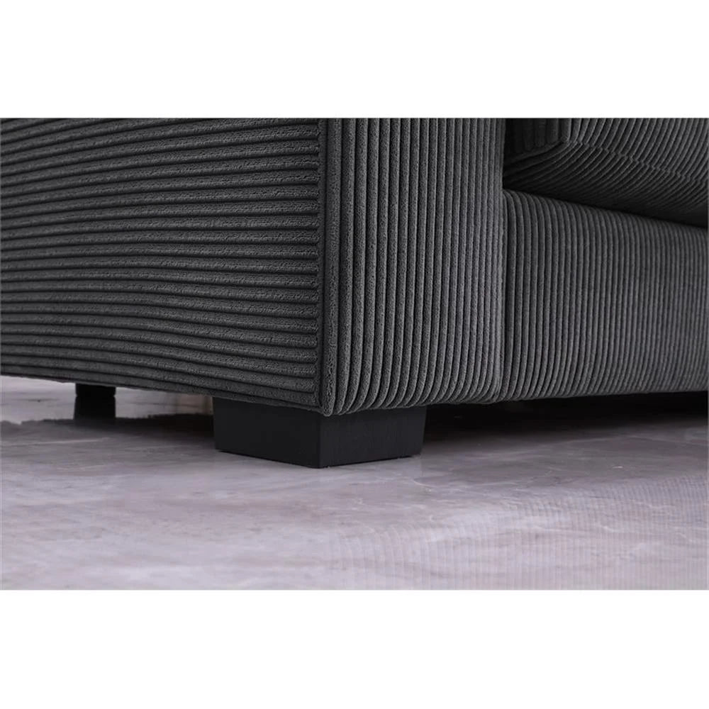 Solid Print L Shaped Sectional Sofa with Pillows, Dark Gray