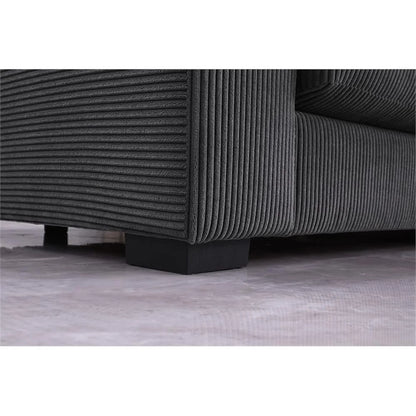 Solid Print L Shaped Sectional Sofa with Pillows, Dark Gray