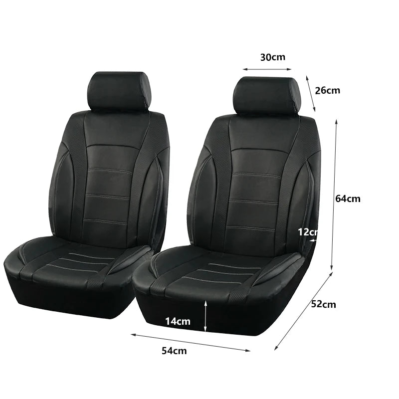 Black Universal Car Seat Covers Leather Splicing Carbon Fiber Car Accessories Interior Seat Protector Cushion Luxury