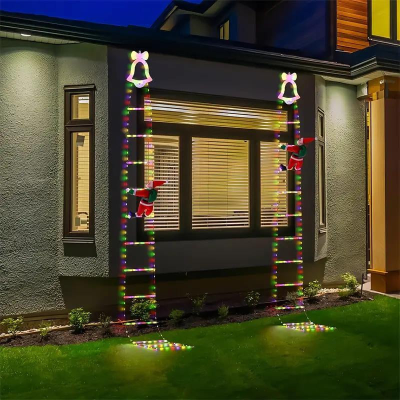 Christmas Santa Climbing Stairs Light, 8 Flashing Modes, Outdoor Indoor Holiday Party Decoration, Festive Christmas Decor, Party Decoration Supplies