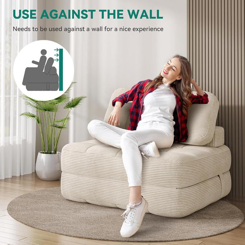 2-in-1 Foldable Sofa Bed - Ultra Comfy Chair Bed with Pillow & Support, Perfect Space Saver for Living Room & Guest Rooms