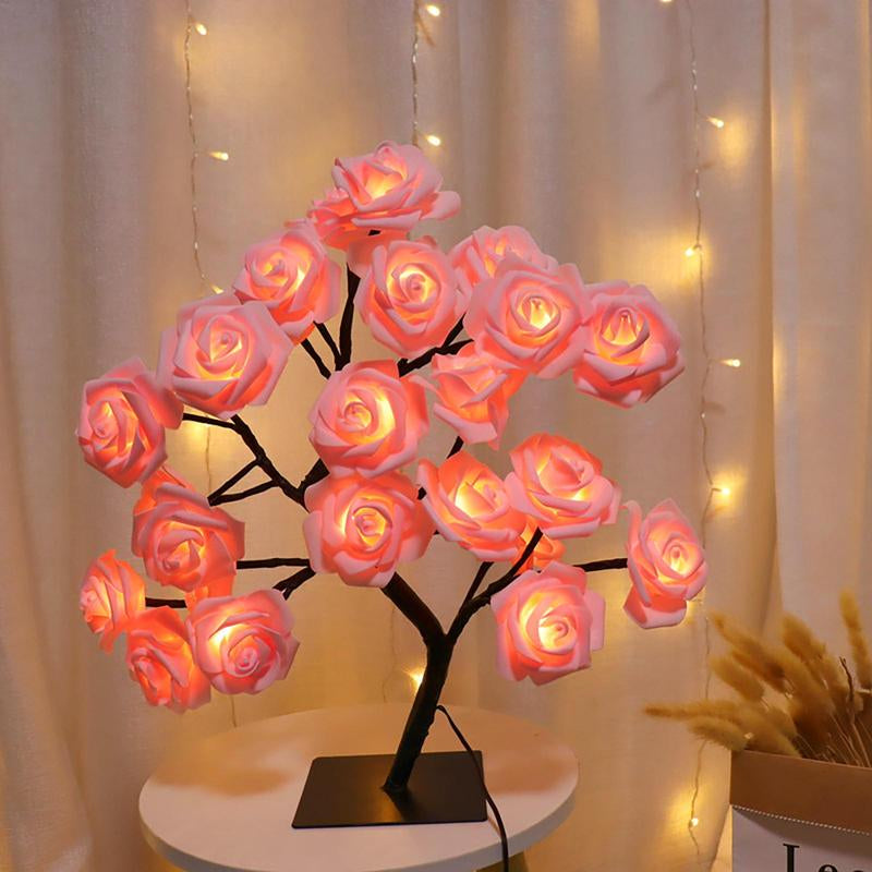 Enchanting Rose Flower Design Night Light - USB Powered Table Lamp for Bedroom & Holiday Decor, Perfect Valentine's Day Gift!