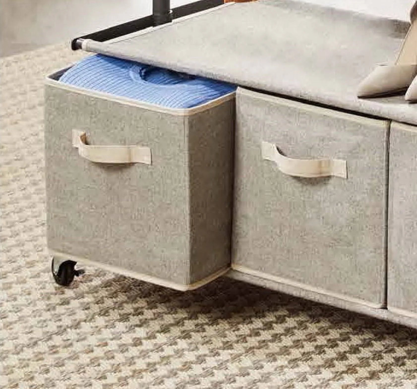 2 Tier Garment Rack with 3 Drawer Closet Organizer, Laundry Room Organizer , Gray