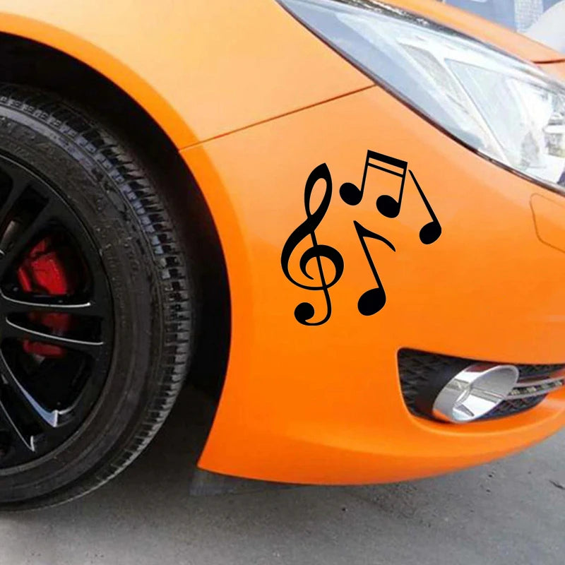 Car Stickers Treble Clef and Music Score Funny PVC Car Decoration Accessories Stickers Creative Waterproof Black/White,17Cm*15Cm