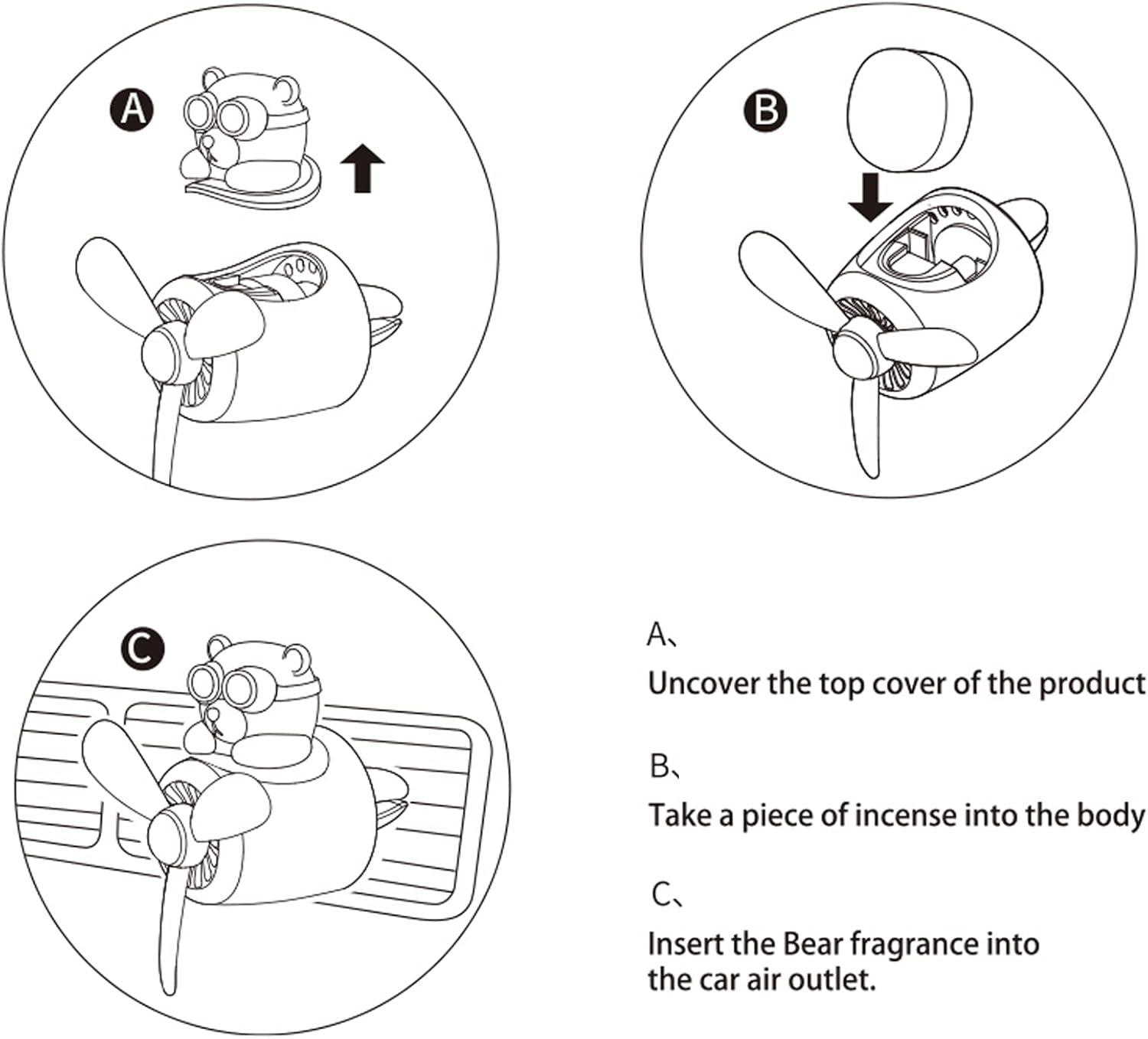 Bear Pilot Car Air Fresheners Automotive Air Outlet Creative Car Perfume Fragrance