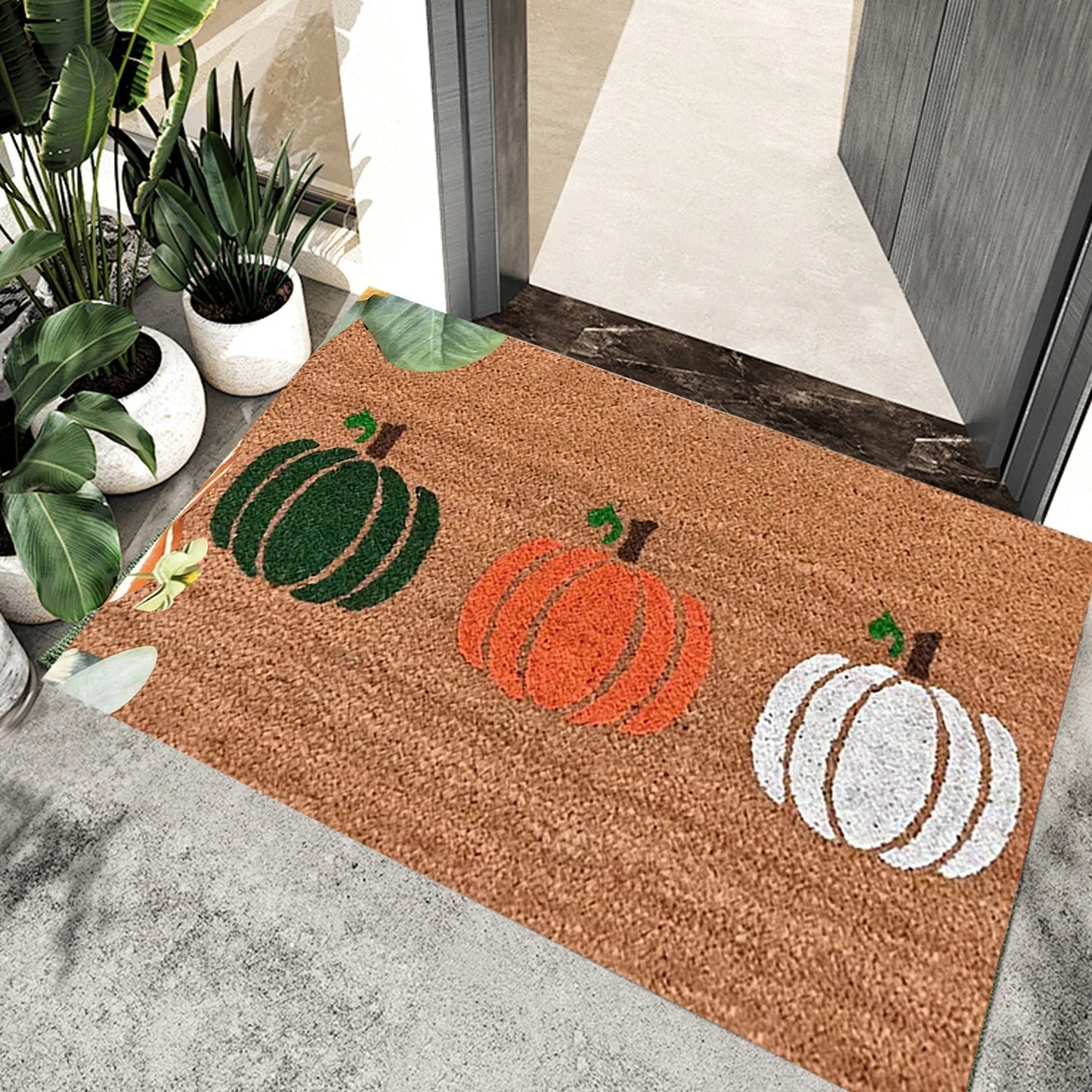 Pumpkin Area Rug Bright Pumpkin Floor Mats Slip Resistants Earth Floor Mats for Front Door Bathroom Kitchen Room 19.67×31.49In