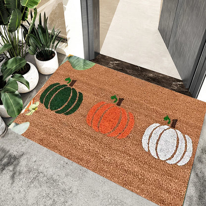 Pumpkin Area Rug Bright Pumpkin Floor Mats Slip Resistants Earth Floor Mats for Front Door Bathroom Kitchen Room 19.67×31.49In