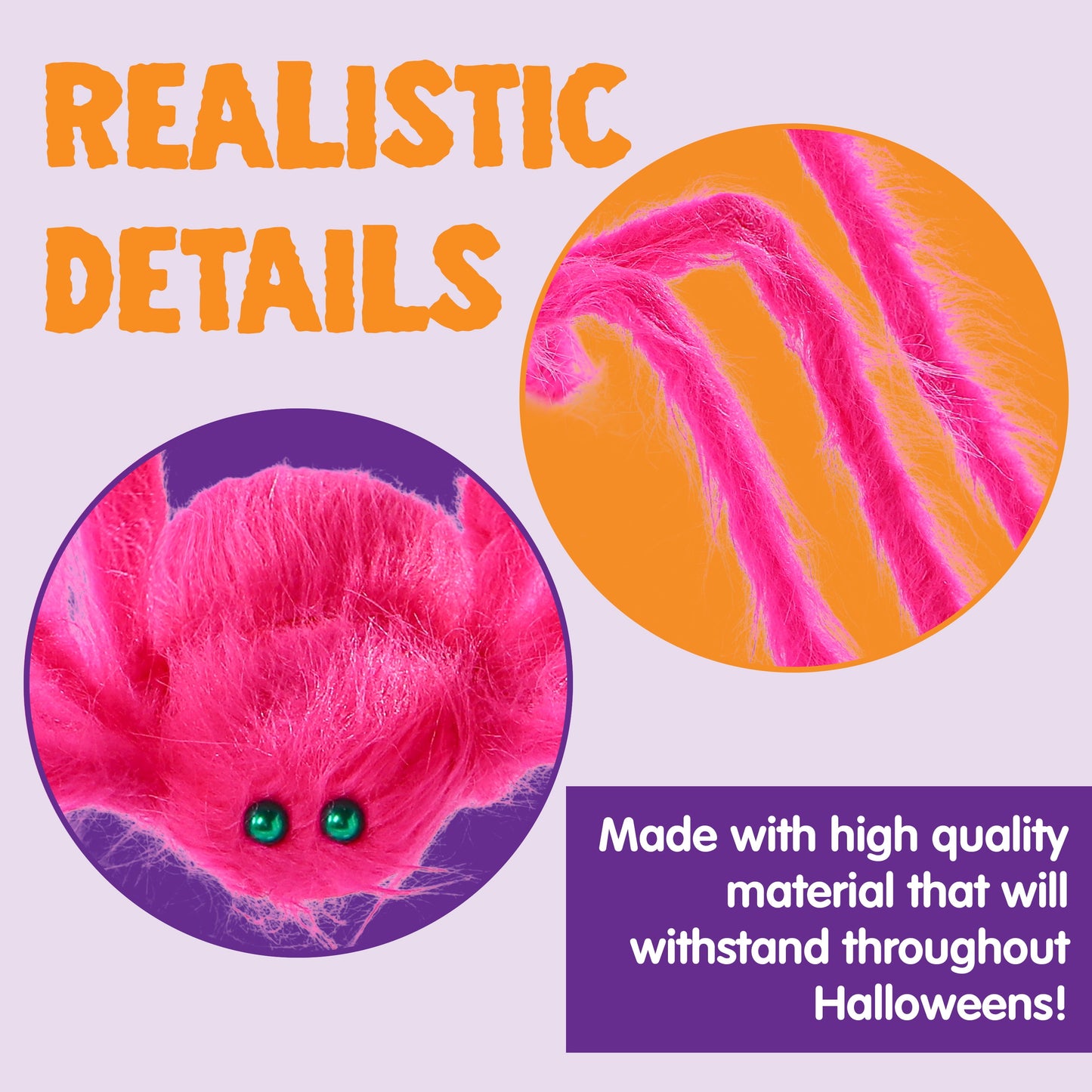 5 Ft Giant Neon Pink Spider Halloween Decorations, Scary Spider Halloween indoor/Outdoor Party Decorations Props Halloween Yard Decorations, 