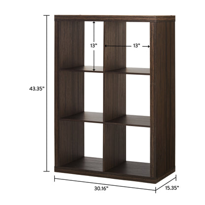 6 Cube Storage Organizer, Tobacco Oak