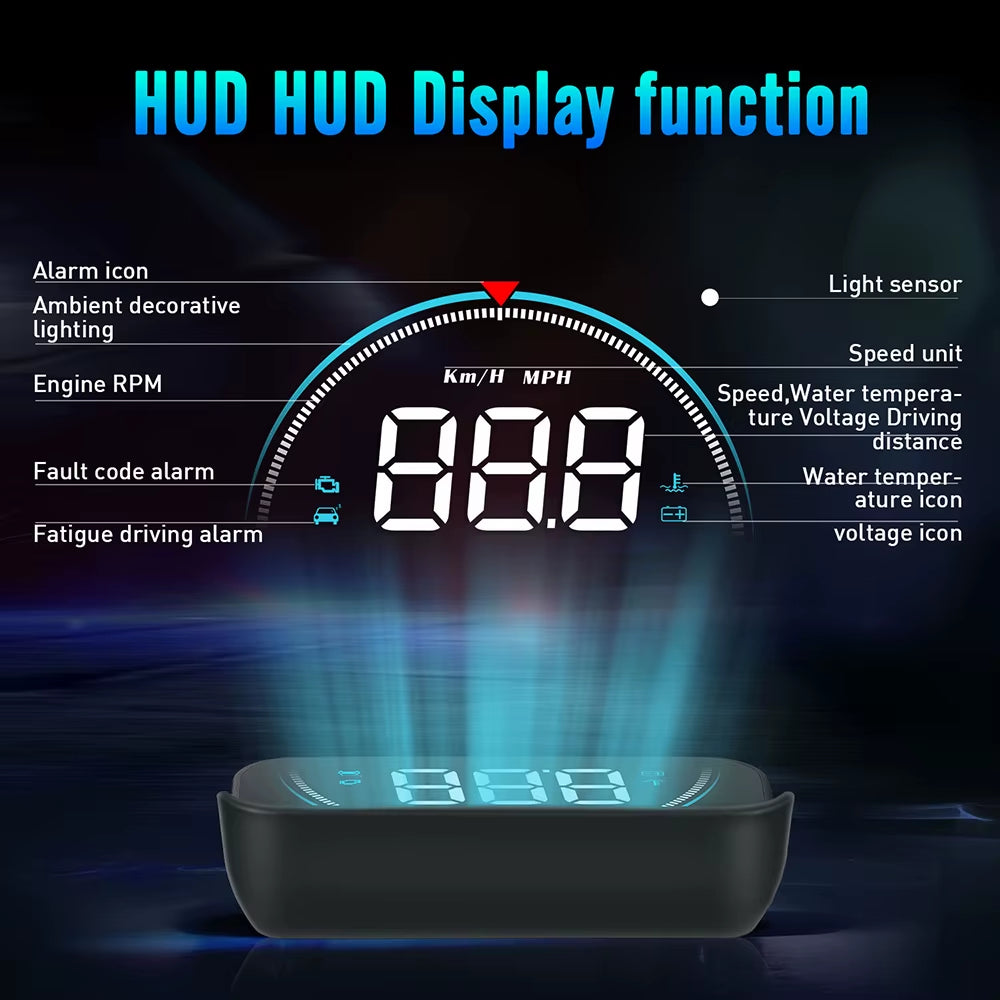 Window Speed Display, Car Head-Up Display OBD2 16 Screen Display Overspeed Voltage Warning Electronic Car Electronics Accessories