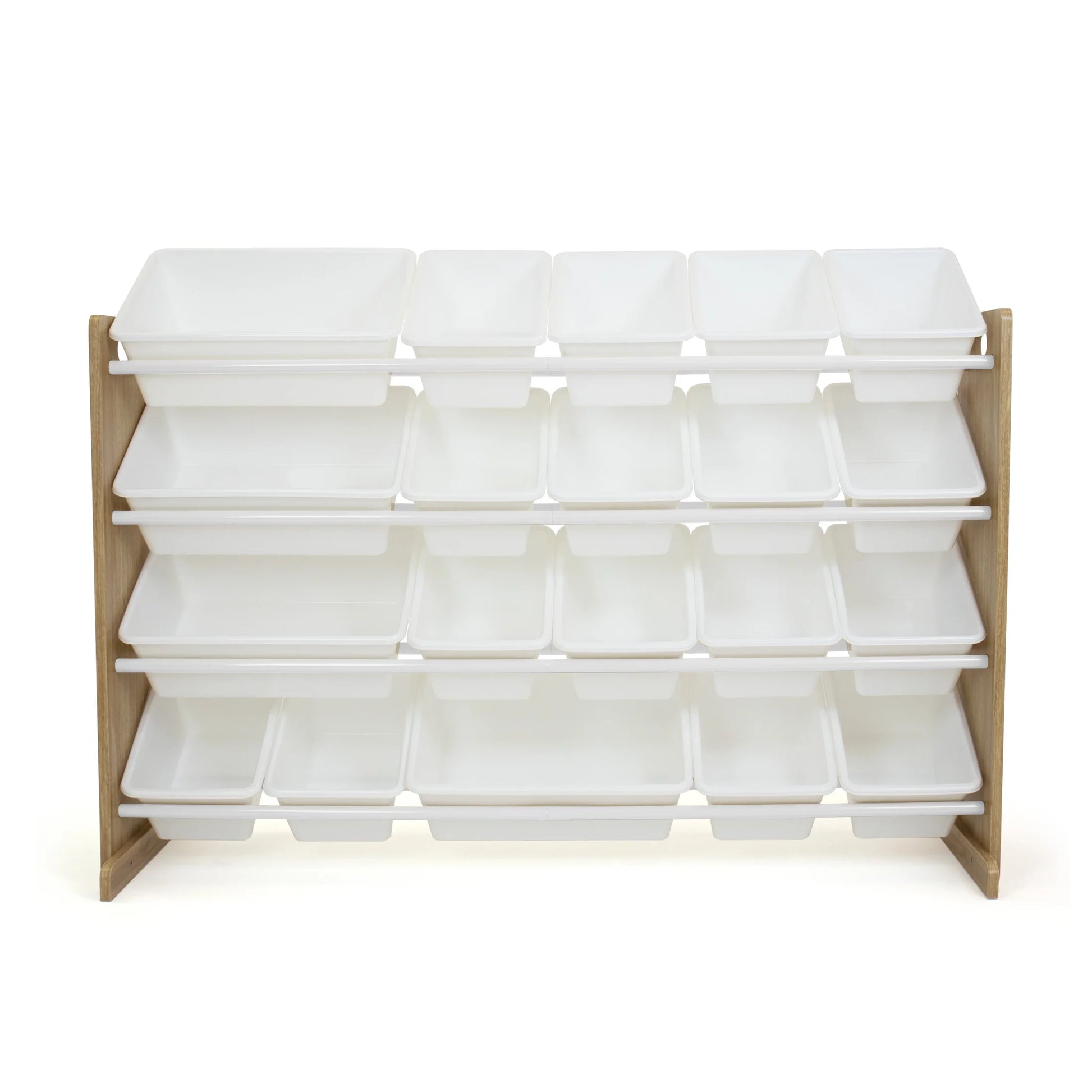 Journey Extra Large Toy Storage Organizer with 20 Plastic Storage Bins, Natural/White
