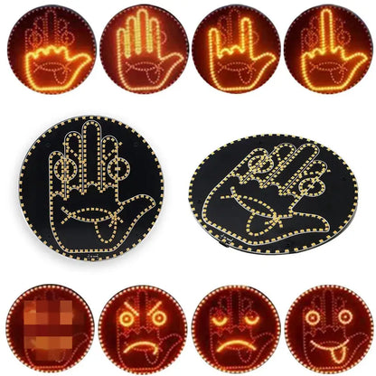 Emoji Face - Middle Finger Light Gesture LED Light Hand LED Car Finger up Back Window Funny Sticker Car LED Hand for Car