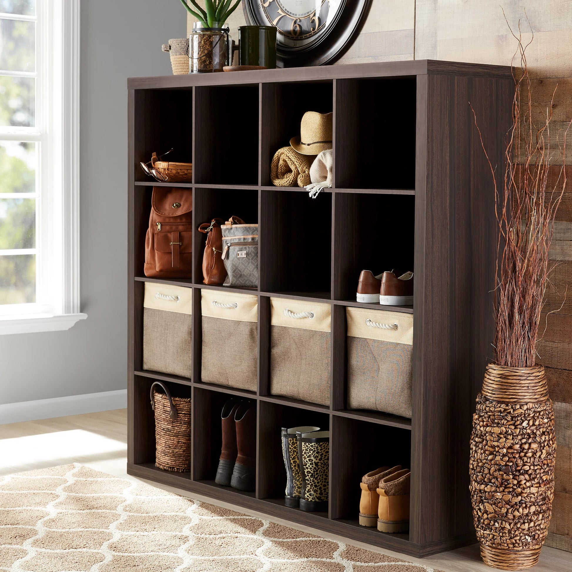 16 Cube Storage Organizer, Tobacco Oak