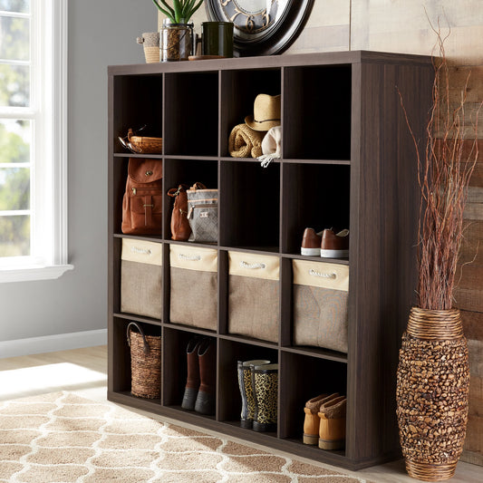 16 Cube Storage Organizer, Tobacco Oak