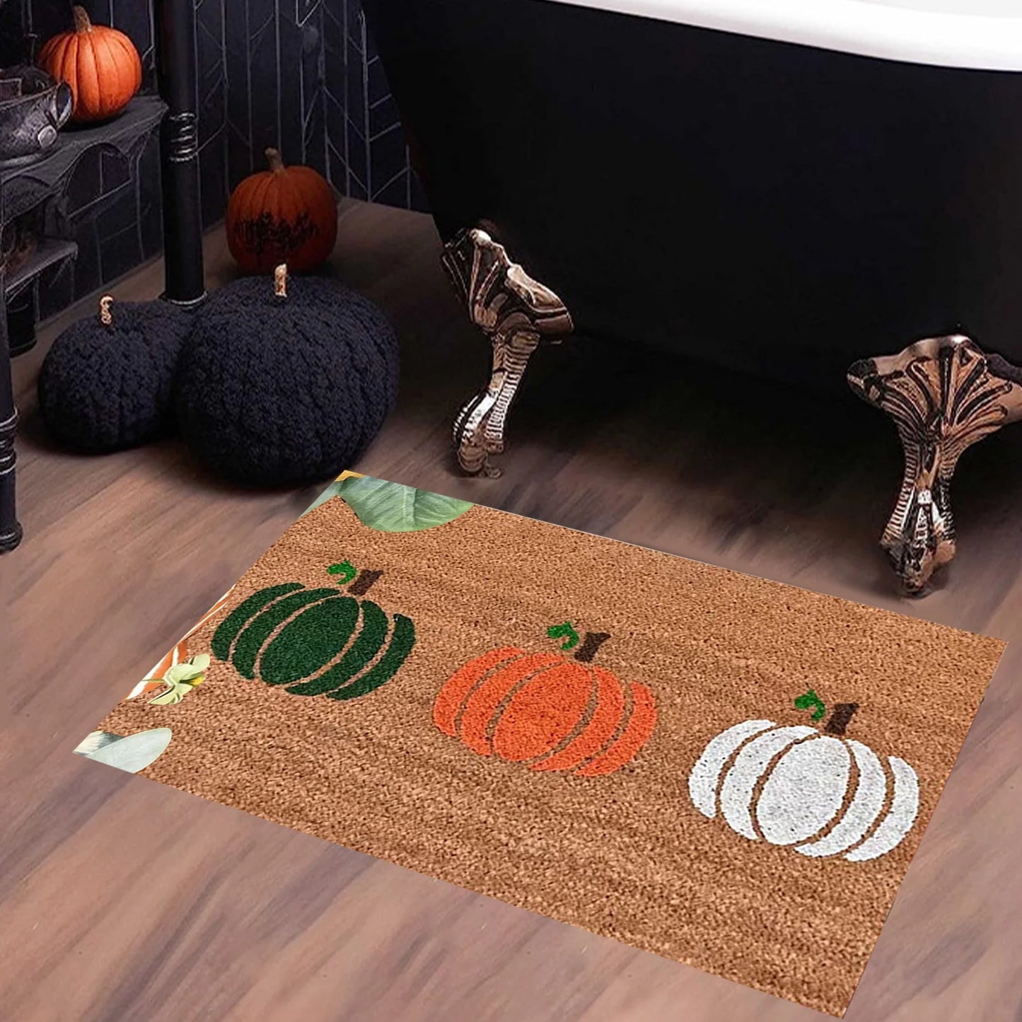 Pumpkin Area Rug Bright Pumpkin Floor Mats Slip Resistants Earth Floor Mats for Front Door Bathroom Kitchen Room 19.67×31.49In