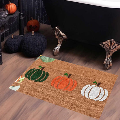 Pumpkin Area Rug Bright Pumpkin Floor Mats Slip Resistants Earth Floor Mats for Front Door Bathroom Kitchen Room 19.67×31.49In