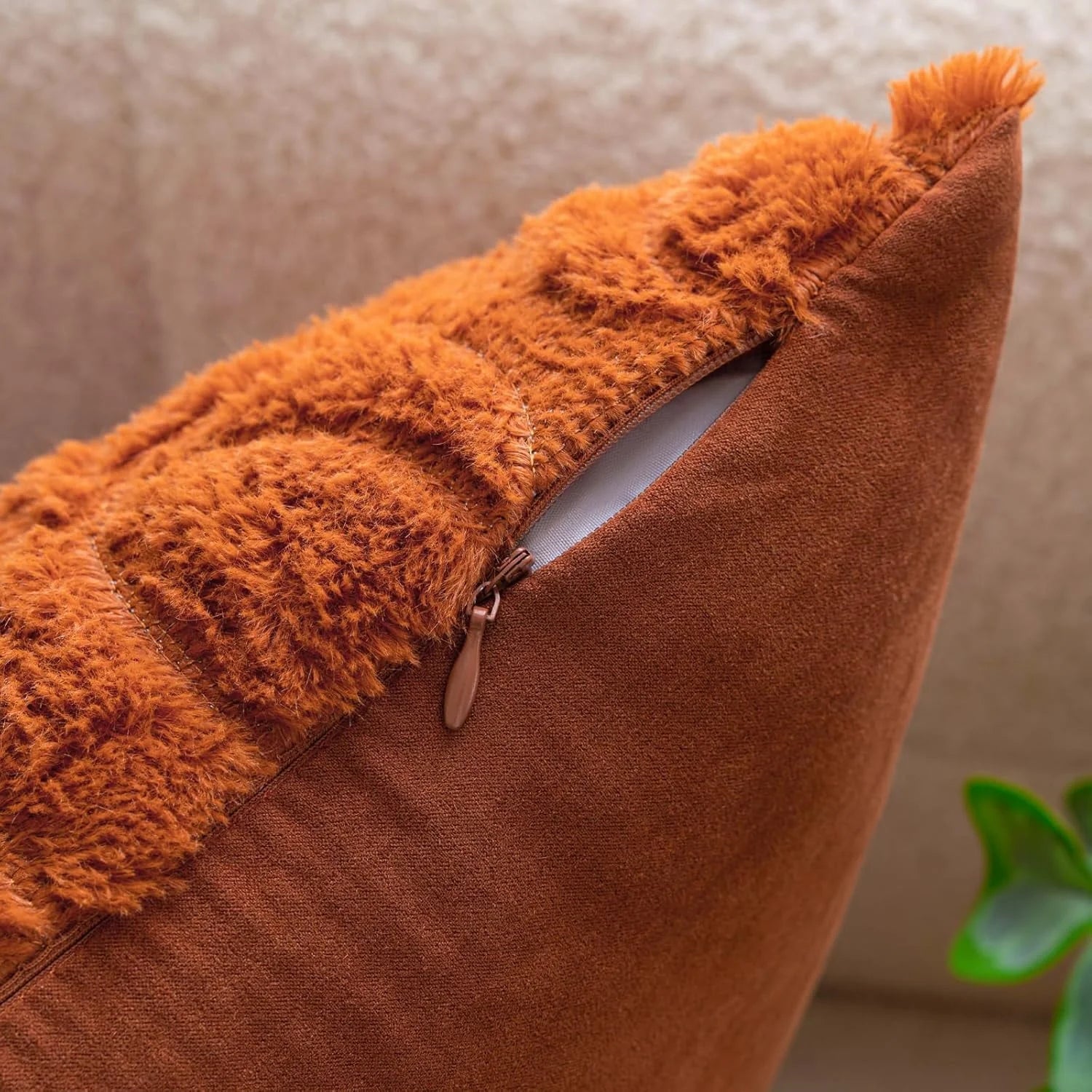 Throw Pillow Covers Pumpkin Fall Decorative Soft Faux Fur Pillow Covers for Autumn Harvest Fluffy Plush Accent Pillow Cases for Farmhouse Couch Cushion Covers 2 Pack