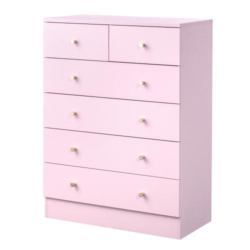 Pink/White/Brown/Grey - 5 Drawer Dresser for Bedroom, Modern Wood Dresser Chest of Drawers, Bedroom Dressers for Girls, Anti-Tipping Device, Rose Gold Metal Handle, Living Room, Entryway, Hallway, Office