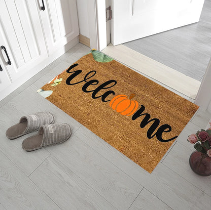Pumpkin Area Rug Bright Pumpkin Floor Mats Slip Resistants Earth Floor Mats for Front Door Bathroom Kitchen Room 19.67×31.49In