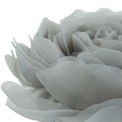 3D Handmade Soft round Decorative Gauze Rose Flower Accent Throw Pillows Cushion Cover with Insert 12 Inch Light Grey