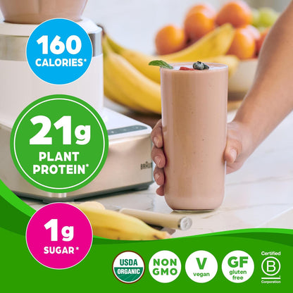 Organic Vegan Protein + 50 Superfoods Powder, Creamy Chocolate Fudge - 21G Plant Based Protein, 9G Prebiotic Fiber, No Lactose, Gluten Free, No Added Sugar, 2.02 Lb (Packaging May Vary)