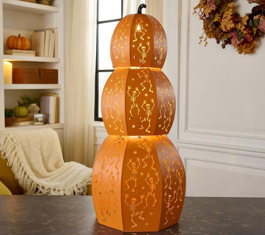 Lit Metal Stackable Skeleton Pumpin Set of 3!  Home Reflections 