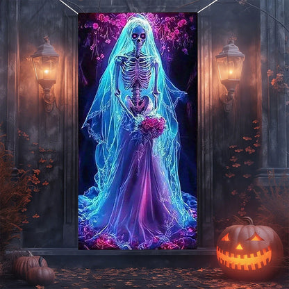 Halloween Door Cover Tapestry - Durable Polyester Fabric Decoration for Party, Classroom, Home (90X180Cm, Easy to Install)