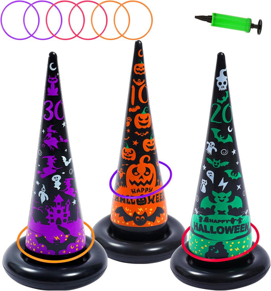  Witch Hat Ring Toss!   Halloween Inflatables Ring Toss Game 3 Pack- Fun Halloween Games,Toys & Party Supplies, Games & Toys for Kids Adults