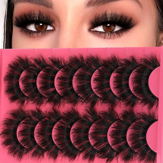 Eyelashes Mink Lashes Dramatic Full Volume False Eyelashes 6D Faux Mink Eye Lash 18Mm Long Lashes Pack 8 Pairs by