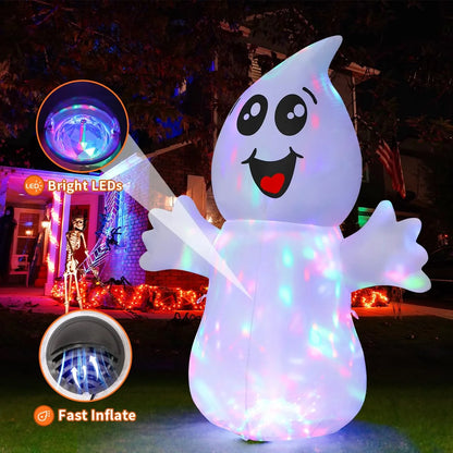 Halloween Inflatable 5 FT Halloween Ghost Inflatable with Built-In Leds, Cute Halloween Inflatable Ghost Blow up Ghost Inflatable, Outdoor Halloween Decorations for Halloween Holiday Party