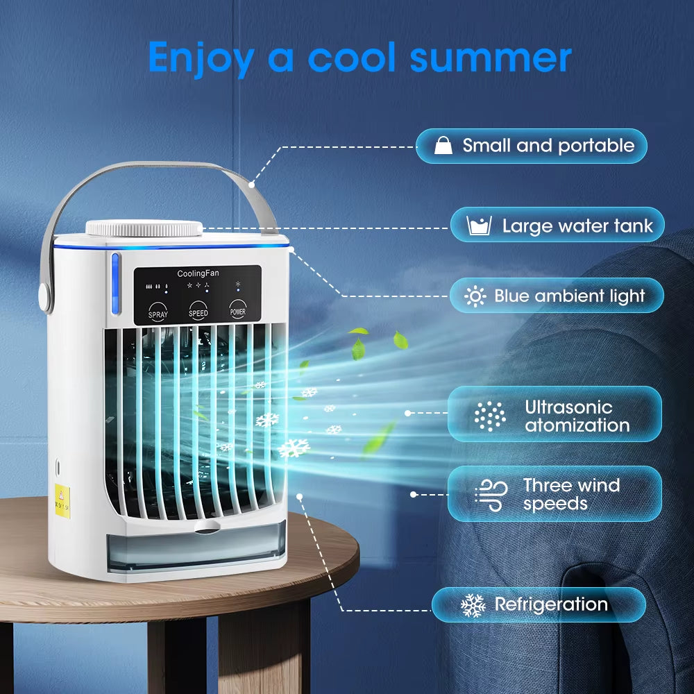 Mini Air Conditioner Air Cooler Fan Portable Water Cooling Fan Mobile Air Conditioning Fan for Room Office Cars