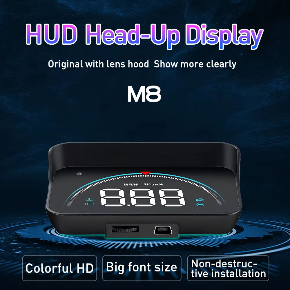 Window Speed Display, Car Head-Up Display OBD2 16 Screen Display Overspeed Voltage Warning Electronic Car Electronics Accessories