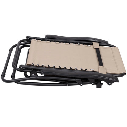 3PC Zero Gravity Reclining Lounge Chairs Pillows Table Portable Folding Beige