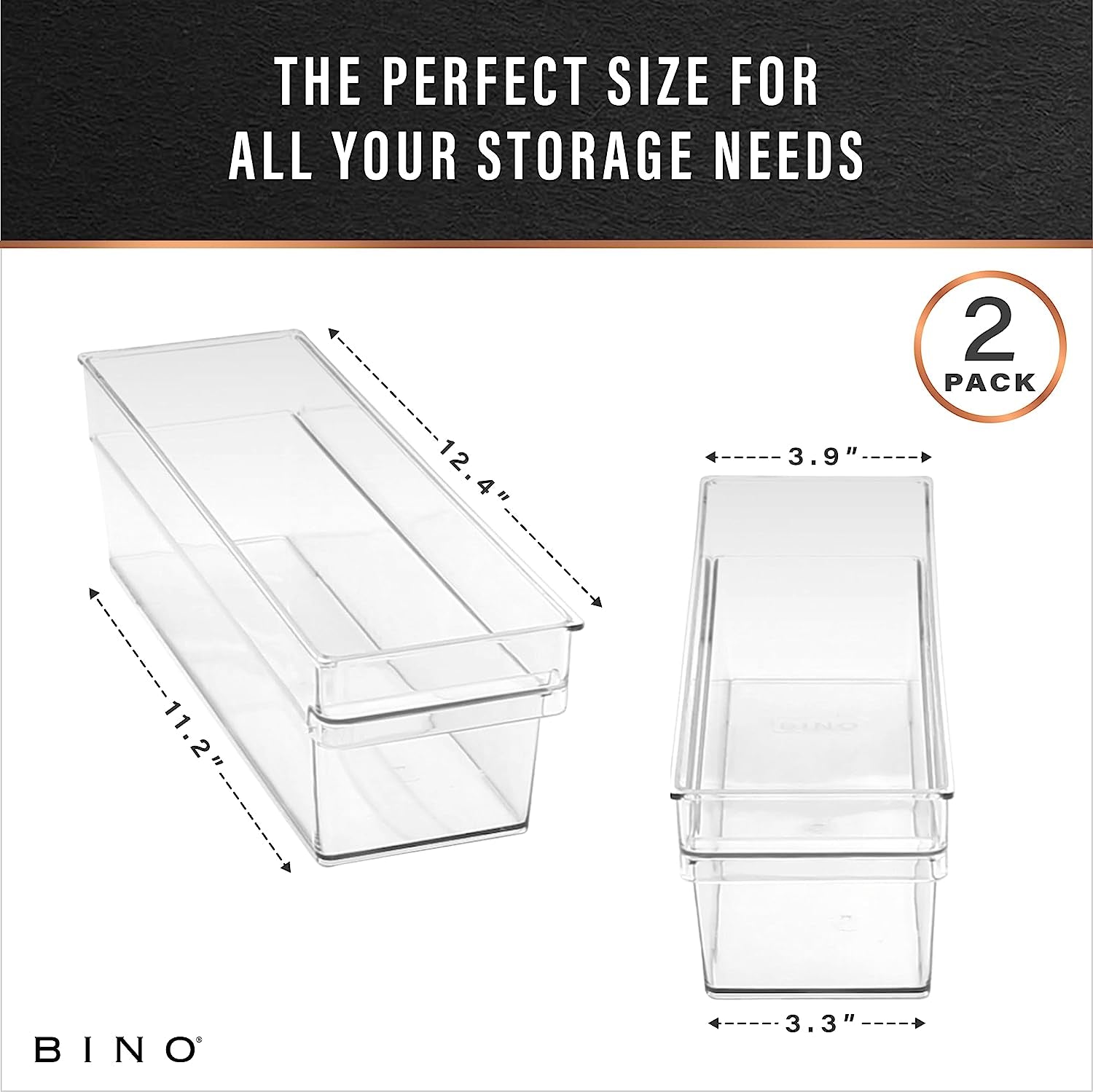 Plastic Storage Bins, Small - Shallow | Multipurpose Organizer Bins | Kitchen Pantry Organizers and Storage | Clear Containers for Organizing Home | Freezer Organizer