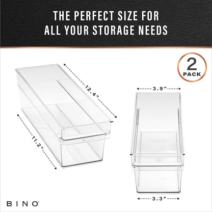 Plastic Storage Bins, Small - Shallow | Multipurpose Organizer Bins | Kitchen Pantry Organizers and Storage | Clear Containers for Organizing Home | Freezer Organizer