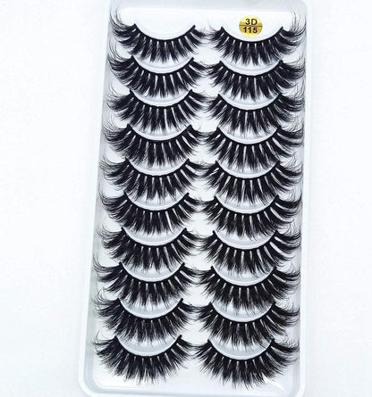 10 Pairs Natural False Eyelashes Fake Lashes Long Makeup 3D Mink Lashes Extension Eyelash Mink Eyelashes for Beauty (3D115)