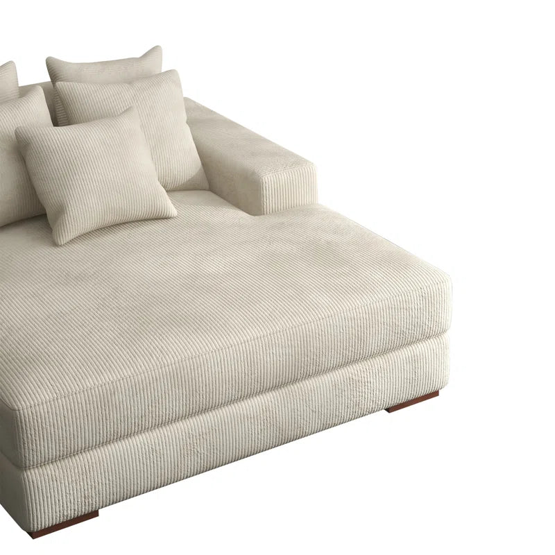 Braidon 59" Wide Upholstered Corduroy Sofa Couch with 5 Pillows