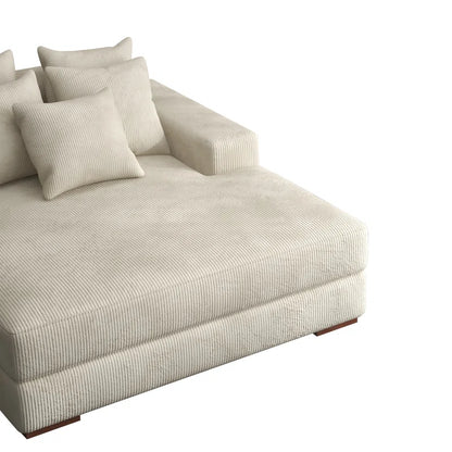 Braidon 59" Wide Upholstered Corduroy Sofa Couch with 5 Pillows