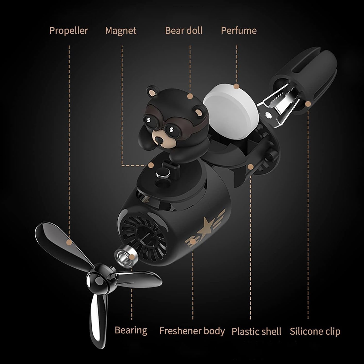 Bear Pilot Car Air Fresheners Automotive Air Outlet Creative Car Perfume Fragrance