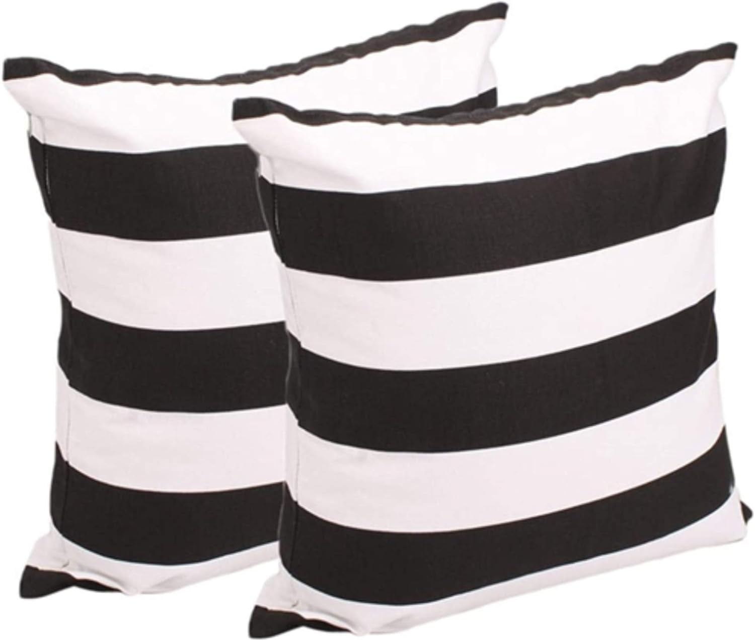 White and Black Stripe Set of 2 16X16 Inch Cotton Polyester Square Throw Pillow Case Decorative Durable Cushion Slipcover Home Decor Sofa Standard Size Accent Pillowcase