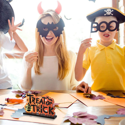 3Pcs Halloween Centerpieces for Tables Happy Indoor Table Decorations Pumpkin Table Centerpieces Wooden Boo Trick or Treat Sign for Halloween Party Indoor Tier Tray Room