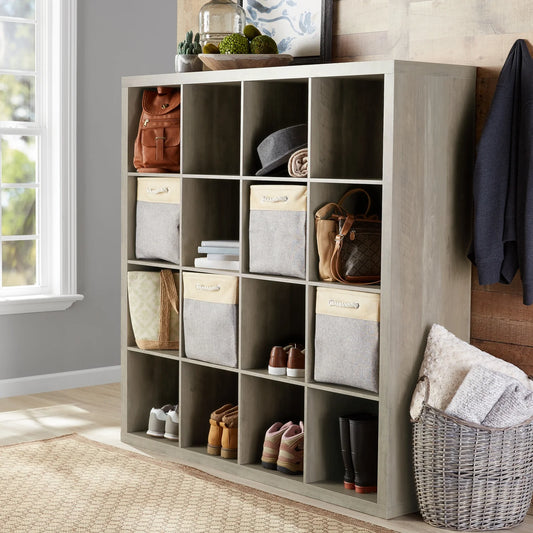 16 Cube Storage Organizer, Rustic Gray