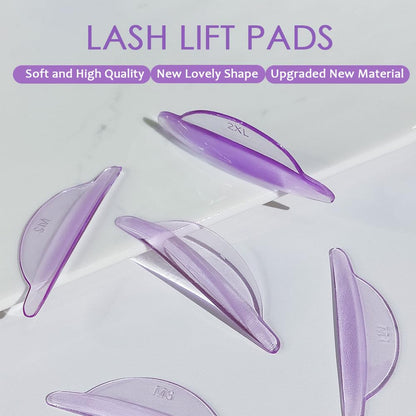Lash Lift Pads, 16Pcs Reusable Soft Eyelash Perm Curler for Lash Lift Kit Self-Adhesive Ancillary Eyelash Curl Glue Free in Contact with Eyelids (Purple)