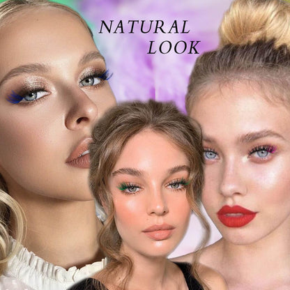Colorful Fluffy Faux Mink Lashes Colored 3D Curl Strip Long Eye Lashes 10 Pairs Dramatic Lashes Volume Fake Eyelashes for Women and Girls